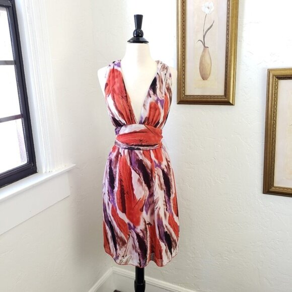 Love Stitch Dresses & Skirts - Vibrant Red & Purple Abstract Print Sleeveless Dress